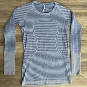 Lululemon Swiftly Long Sleeve LS - size 8 - lavender periwinkle striped